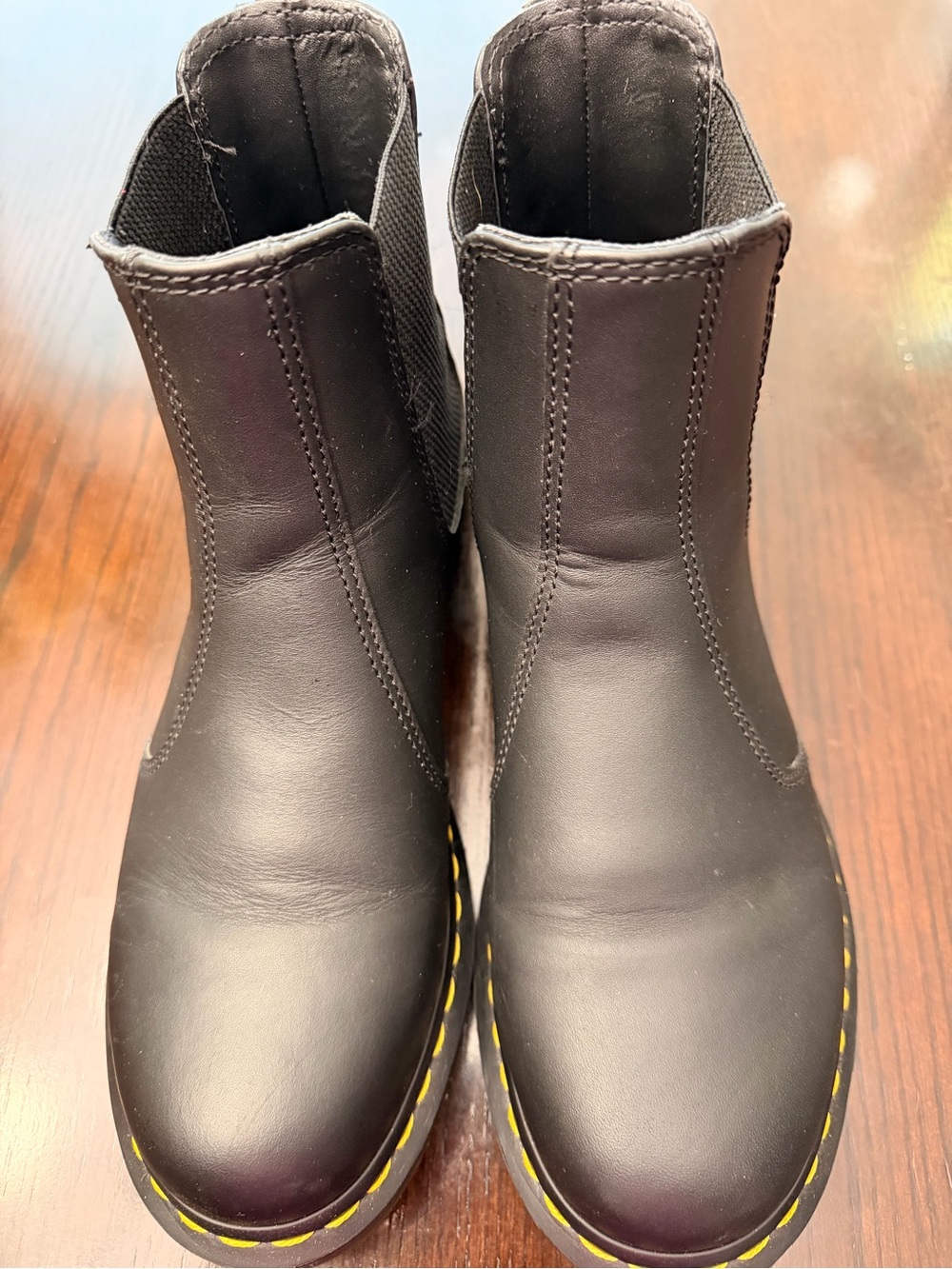 Dr. Martens woman’s Black Chelsea Boots with Yellow Welt Stitching